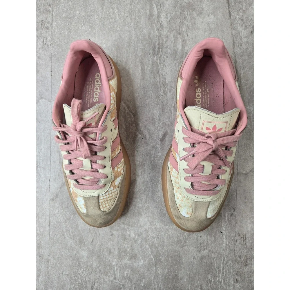 Adidas Samba Sneaker 8 Pink Cream Snakeskin Platform Gum Shoes Sporty Athleisure